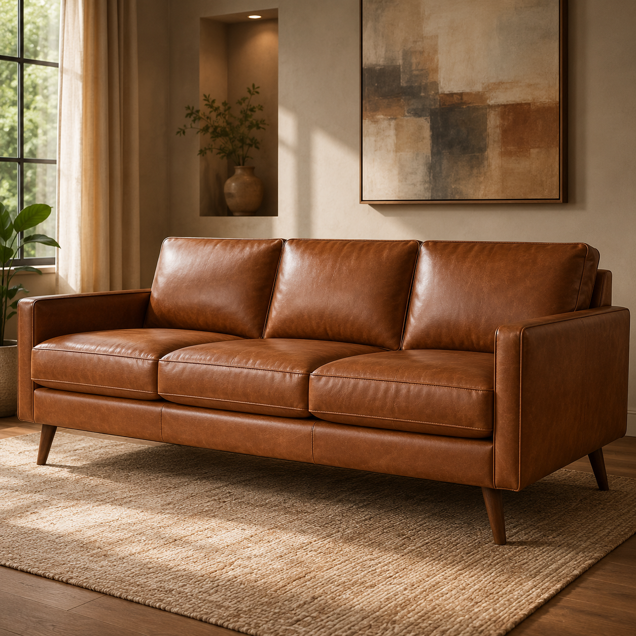 Patchvitafit™ Heritage Cognac Leather Sofa