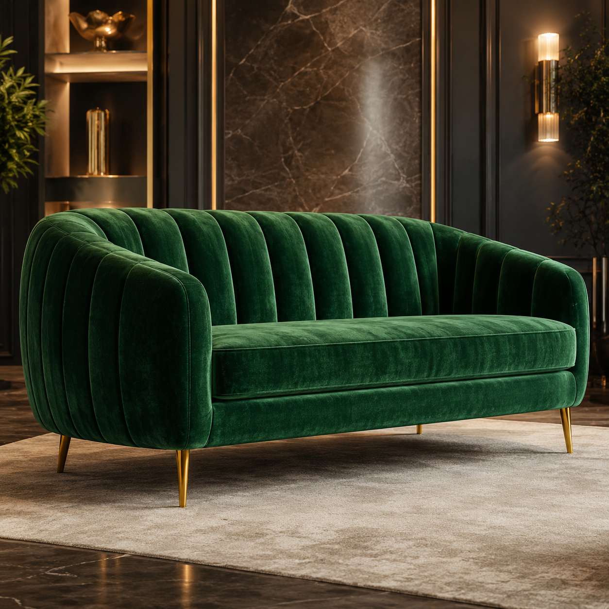 Patchvitafit™ Emerald Channel Velvet Sofa